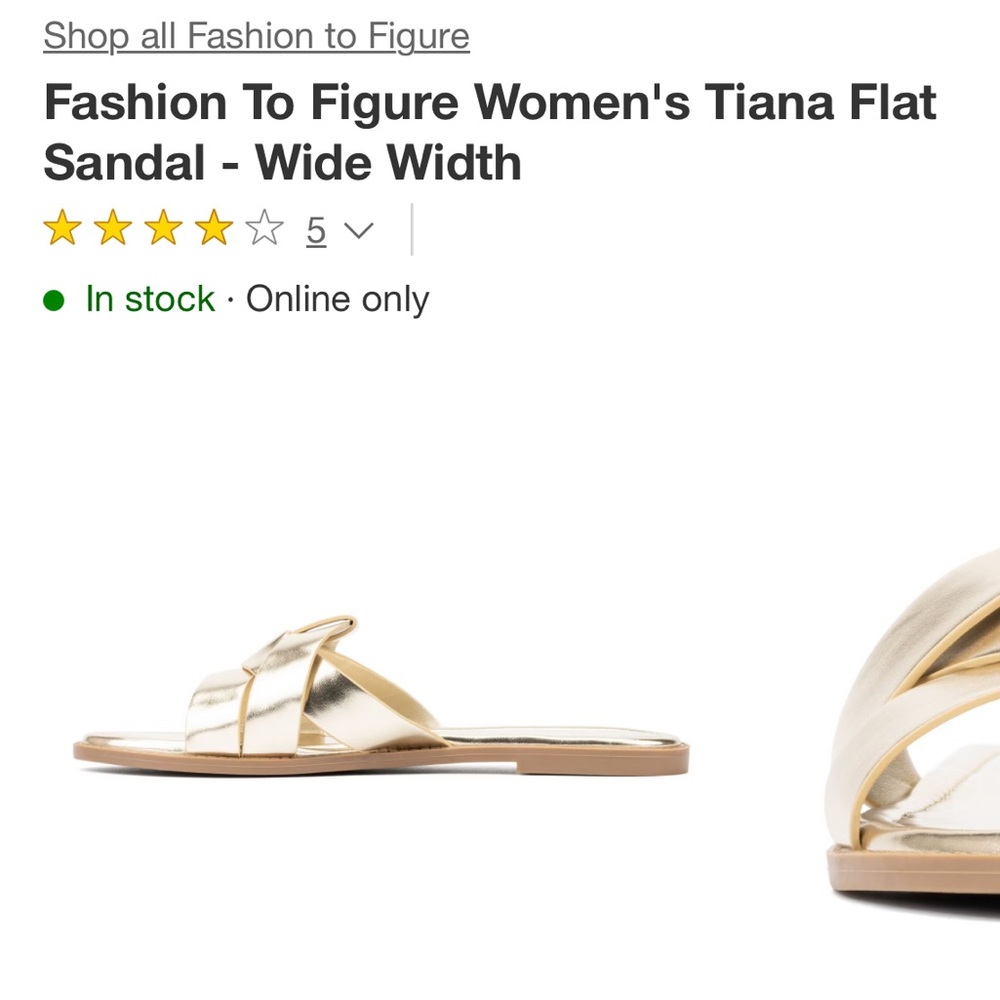 Fashion to Figure Gold Sandals Wide Width - NWOB